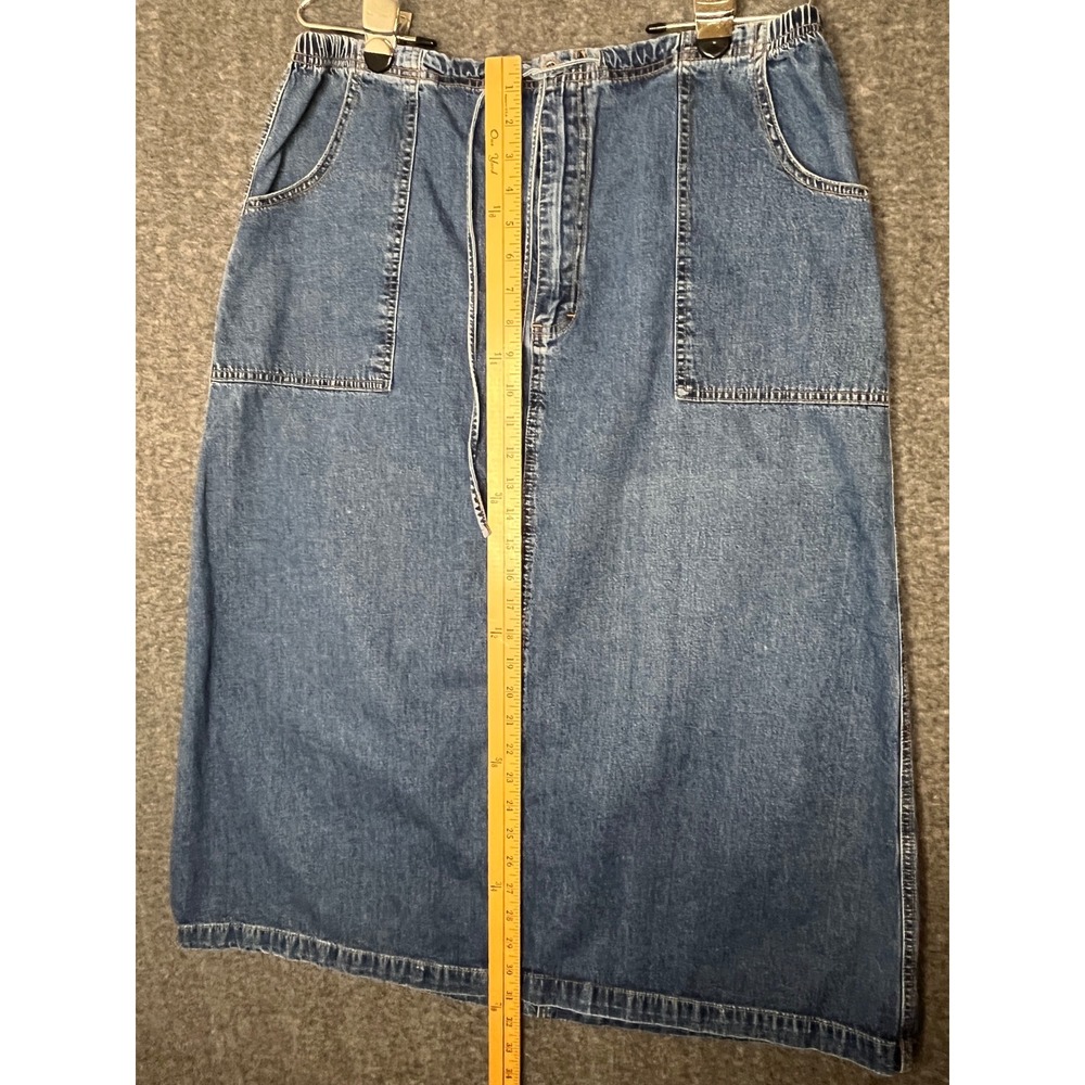 Vtg Gloria Vanderbilt 16W Blue Denim Maxi Skirt 90s‎ Prairie Cottagecore Modest - Picture 5 of 11